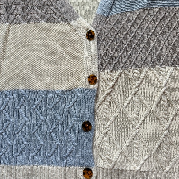Maurices Cozy Cream, Gray and blue Cardigan Sweater oversized Medium - Picture 2 of 10